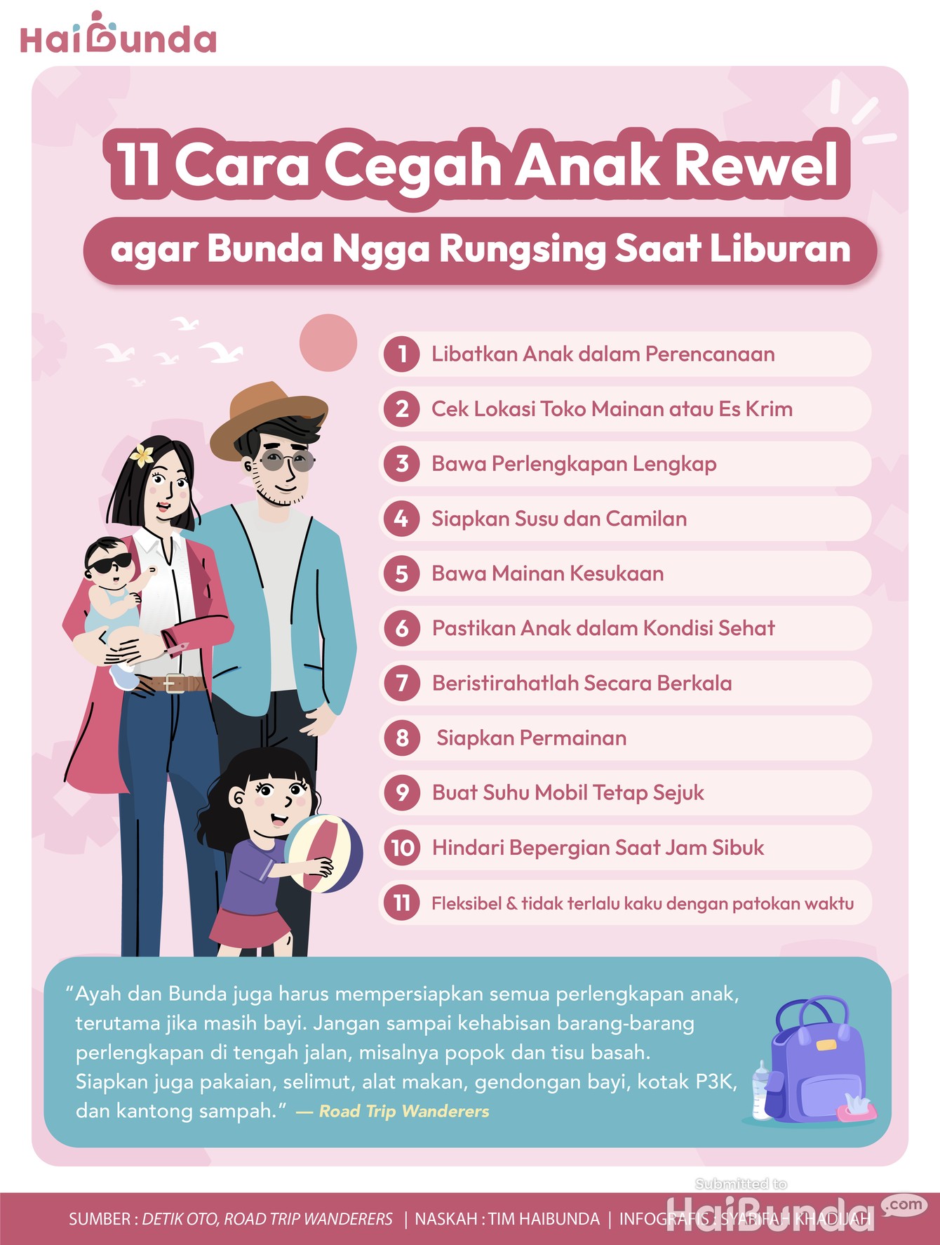Infografis 11 Cara Cegah Anak Rewel agar Bunda Enggak Rungsing Saat Liburan