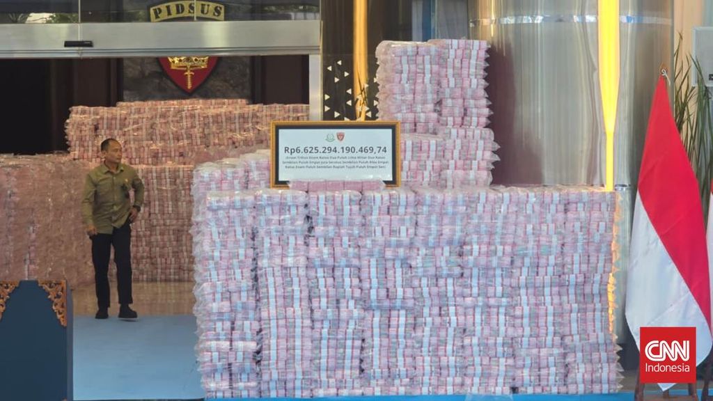 Penampakan Uang Rp6,6 Triliun Nyaris Tutupi Pintu Gedung Kejagung