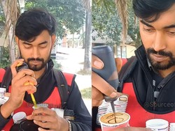 Bukan Pakai Gerobak, Pria Ini Jualan Kopi Pakai Rompi Unik Multifungsi!