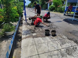 Tak Sabar Tunggu Pemkab, Warga Gilimanuk Patungan Perbaiki Jalan Sendiri