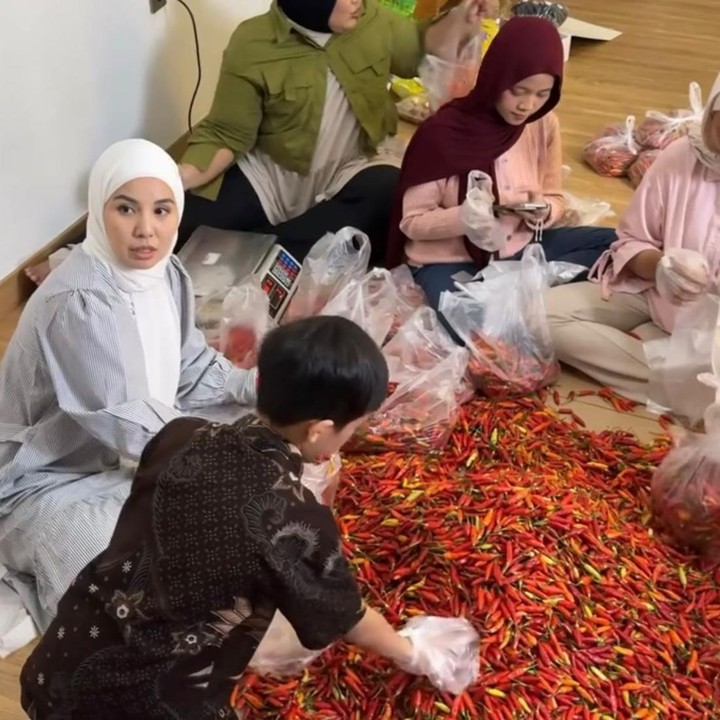 <p>"Kemarin pesen cabe buat di bagiin ke karyawan kantor &amp; tetangga2 dirumah, ini aku pesen nya di <em>@_rumahtani</em> hasil panen para petani cabe yg ada di Aceh, cabe nya seger2 bgtttt," tulis Tya Ariesta, menilik dari akun Instagram <em>@tya_ariestya</em>. (Foto: Instagram @tya_ariestya)</p>