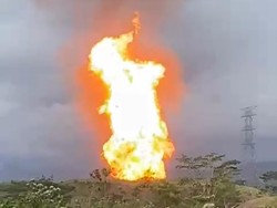 Pipa Gas di Inhil Meledak, Api Membumbung Tinggi Bikin Akses Riau-Jambi Macet