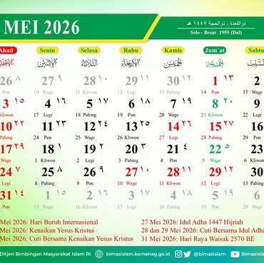 Bisa Libur Sampai 6 Hari, Ini Daftar Libur Long Weekend Mei 2026