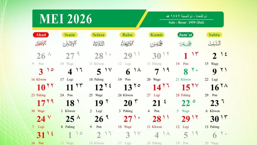 Kalender Hijriah Mei 2026