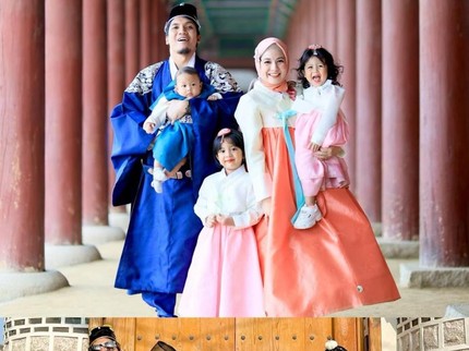 Sweet Banget, Desta Remake Foto Liburan Keluarga di Korea Bareng Natasha Rizky