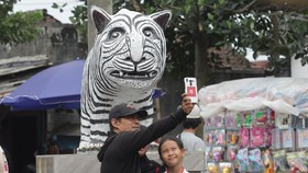 Patung Macan Mirip Zebra di Kediri, Diejek tapi Bawa Rezeki buat Warga