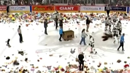 81 Ribu Boneka Beterbangan di Tengah Pertandingan Hoki di AS