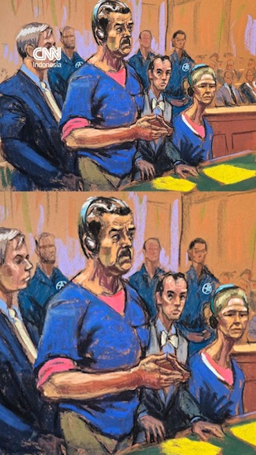 Penampakan Sketsa Nicolas Maduro Hadiri Sidang Pertama di AS