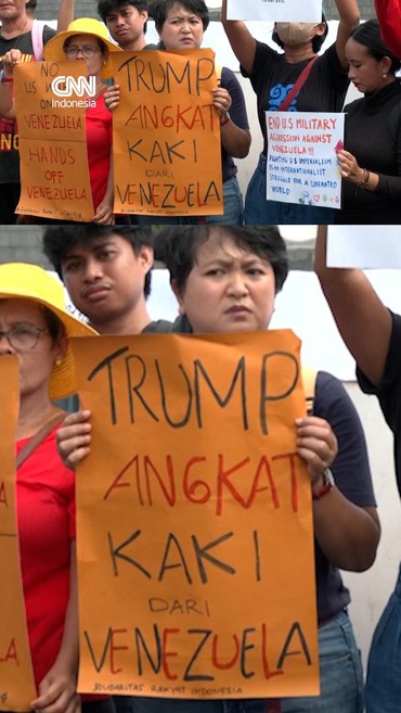 Aksi Demo di Depan Kedubes AS Protes Penangkapan Maduro