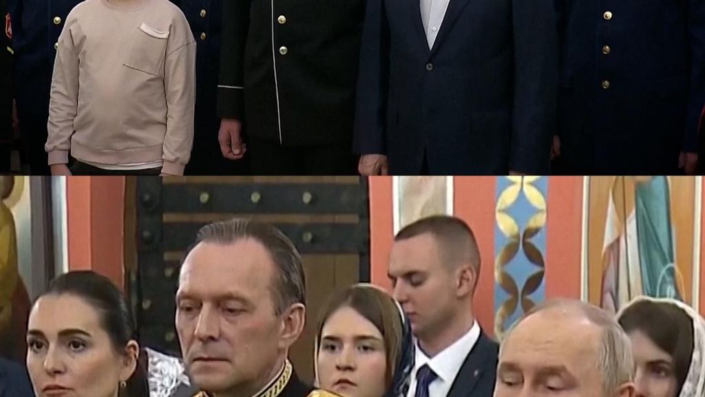 Momen Putin Hadiri Kebaktian Natal Kristen Orthodox di Moskow