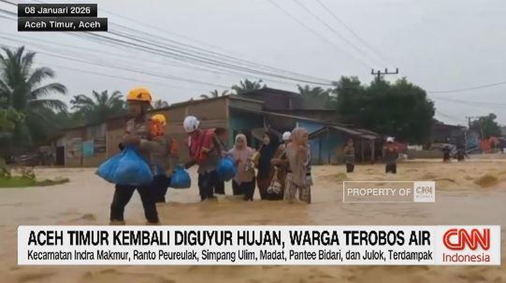 VIDEO: Aceh Timur Kembali Diguyur Hujan, Warga Terobos Air