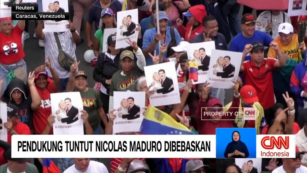 VIDEO: Pendukung Presiden Venezuela Tuntut Pembebasan Nicolas Maduro