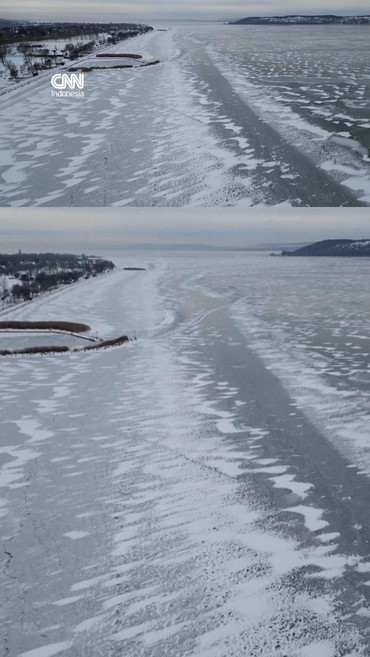 Hampir 1 Dekade, Danau Balaton di Hungaria Akhirnya Membeku Lagi