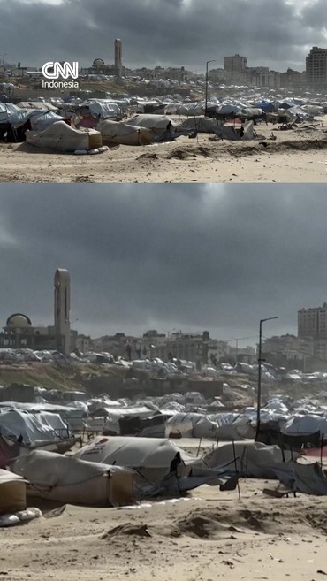 Tenda Pengungsi Warga Gaza Kebanjiran Imbas Badai Ekstrem