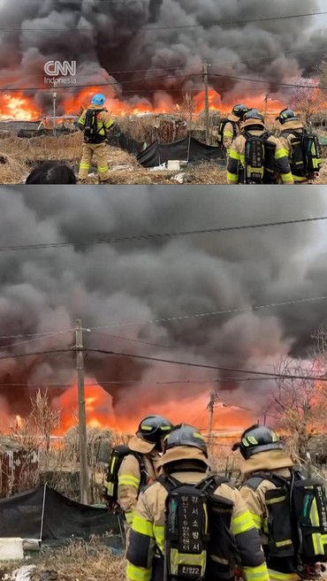 Detik-detik Kebakaran Landa Pemukiman Kumuh Terbesar di Seoul