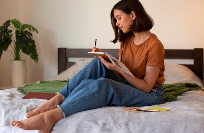 Menulis membantu memproses emosi tanpa terjebak overthinking. Teknik ini terbukti mampu menurunkan stres dan kecemasan./ Foto: freepik.com