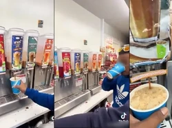 Curang! Aksi Refill Minuman Tanpa Bayar di Minimarket Ini Tuai Kecaman