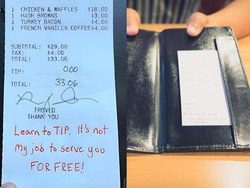 Pelanggan Ini Nggak Jadi Kasih Tip ke Pelayan Gegara Pesan Nyinyir