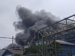 Detik-detik Kebakaran Pabrik Minyak Goreng di Kawasan Maspion Gresik