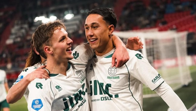 Striker Timnas Indonesia, Miliano Jonathans, mencetak gol debut untuk Excelsior saat mengimbangi AZ Alkmaar dalam laga Liga Belanda, Kamis (22/1) dini hari WIB.
