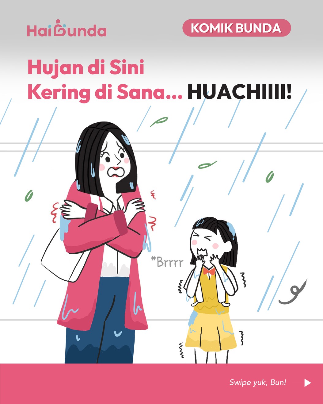 Bunda mengantar kakak sekolah&comma; tapi cuaca sedang tak menentu&period; Baru jalan sebentar sudah hujan&comma; baru selesai pakai jas hujan&comma; eh malah reda&period; Simak selengkapnya&excl;