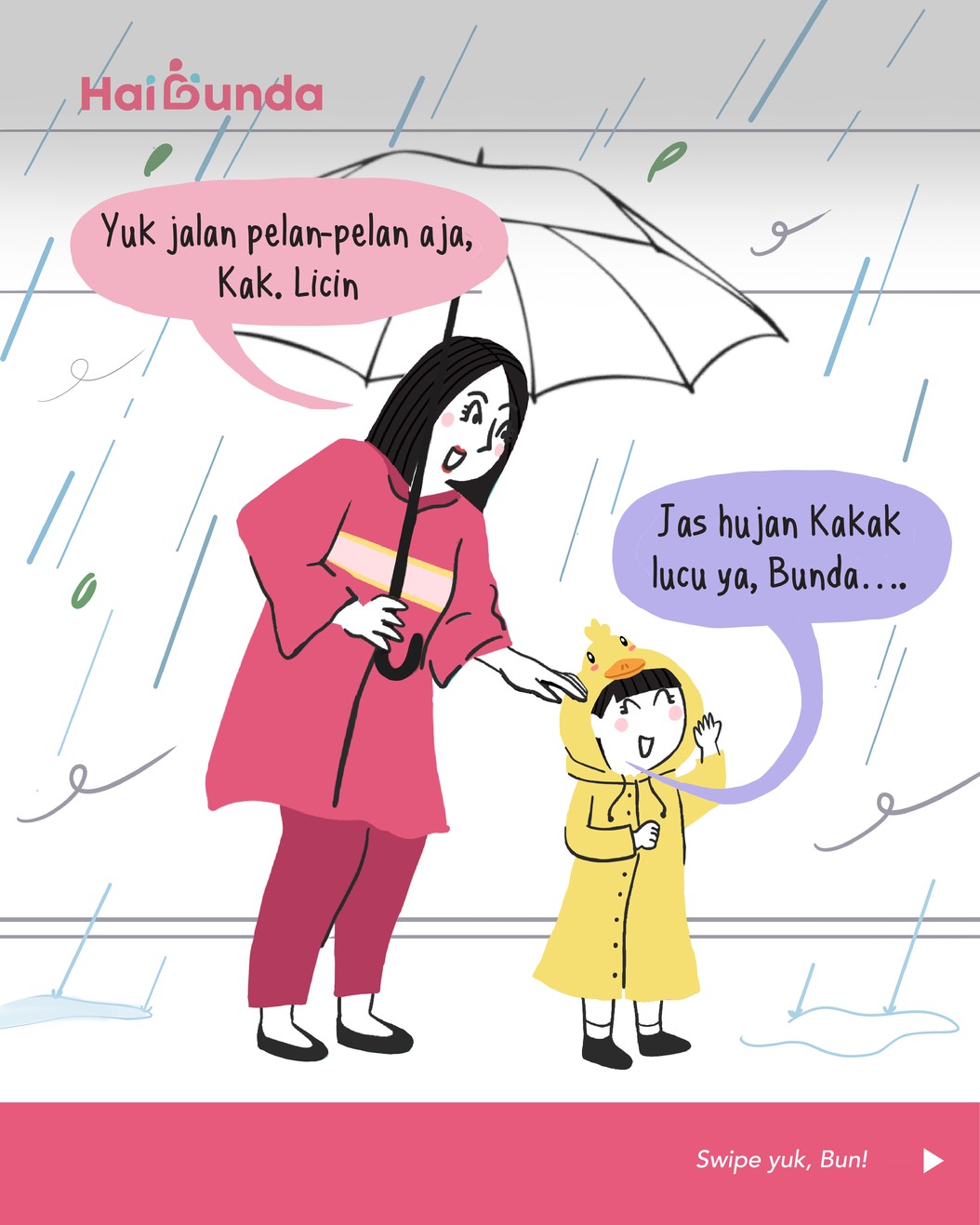 Bunda mengantar kakak sekolah&comma; tapi cuaca sedang tak menentu&period; Baru jalan sebentar sudah hujan&comma; baru selesai pakai jas hujan&comma; eh malah reda&period; Simak selengkapnya&excl;