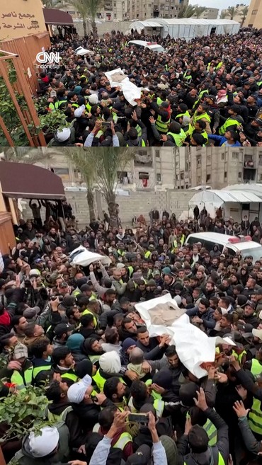 Ribuan Warga Gaza Antar Tiga Jenazah Jurnalis Tewas Diserang Israel