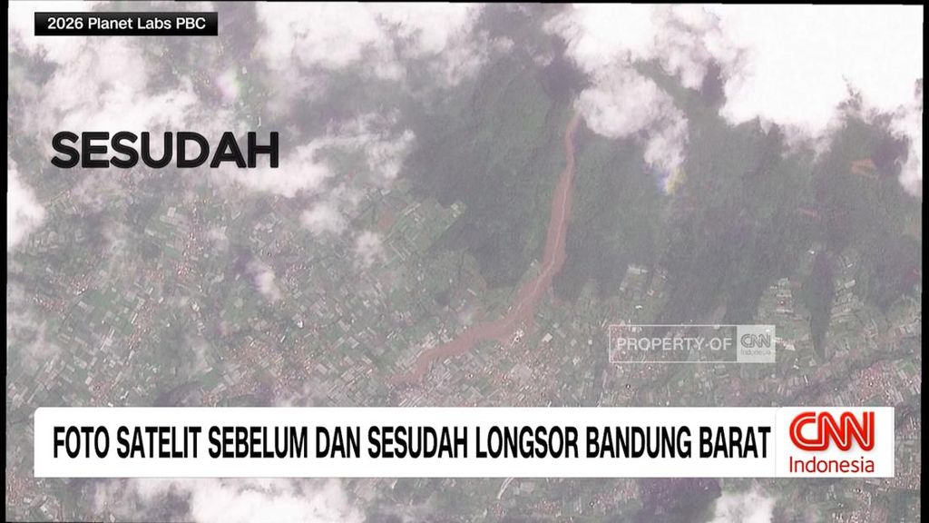 VIDEO: Foto Satelit Sebelum dan Sesudah Longsor Bandung Barat