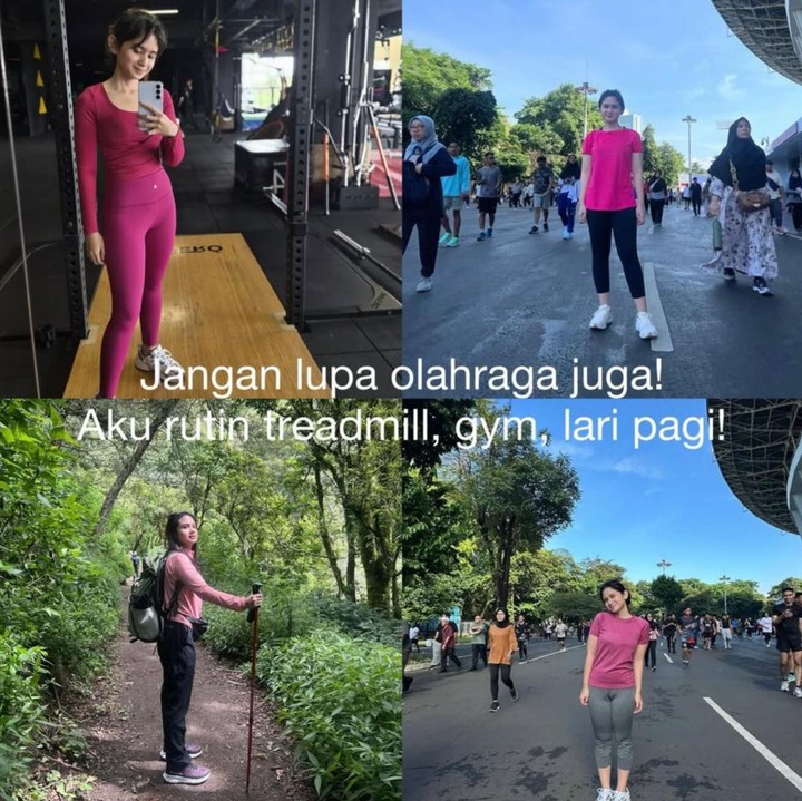 <p>Tak hanya menjaga pola makan, pujaan hati Dul Jaelani ini juga menjadikan olahraga sebagai kebiasaan rutinnya, Bunda. "Jangan lupa olahraga juga! Aku rutin <em>treadmill</em>, <em>gym</em>, dan lari pagi!" katanya. (Foto: Instagram @tissabiani)</p>