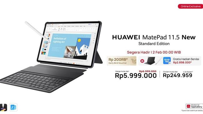 HUAWEI MatePad 11.5 New Standard Edition Dukung Produktivitas Profesional Muda dengan Layar Glossy dan Smart Split Keyboard Layaknya PC