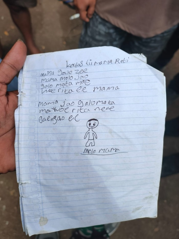 Surat yang ditinggalkan siswa SD yang bunuh diri di Ngada, NTT.