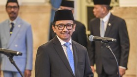 Wamenkeu Judo Agung bersiap mengikuti pembacaan sumpah jabatan pada pelantikan Hakim Mahkamah Konstitusi (MK) dan Wakil Menteri Keuangan di Istana Negara, Jakarta, Kamis (5/2/2026). Presiden Prabowo Subianto melantik Adies Kadir sebagai Hakim Mahkama