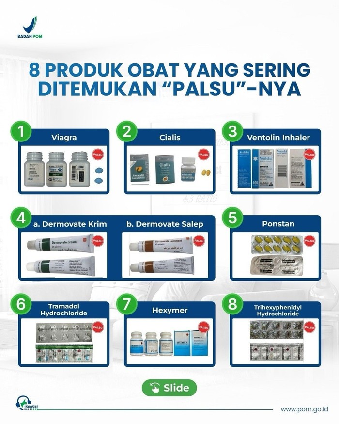 Daftar produk obat yang sering ditemukan palsunya