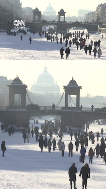 Warga St. Petersburg Rusia Nikmati Musim Dingin di Saluran Air Membeku