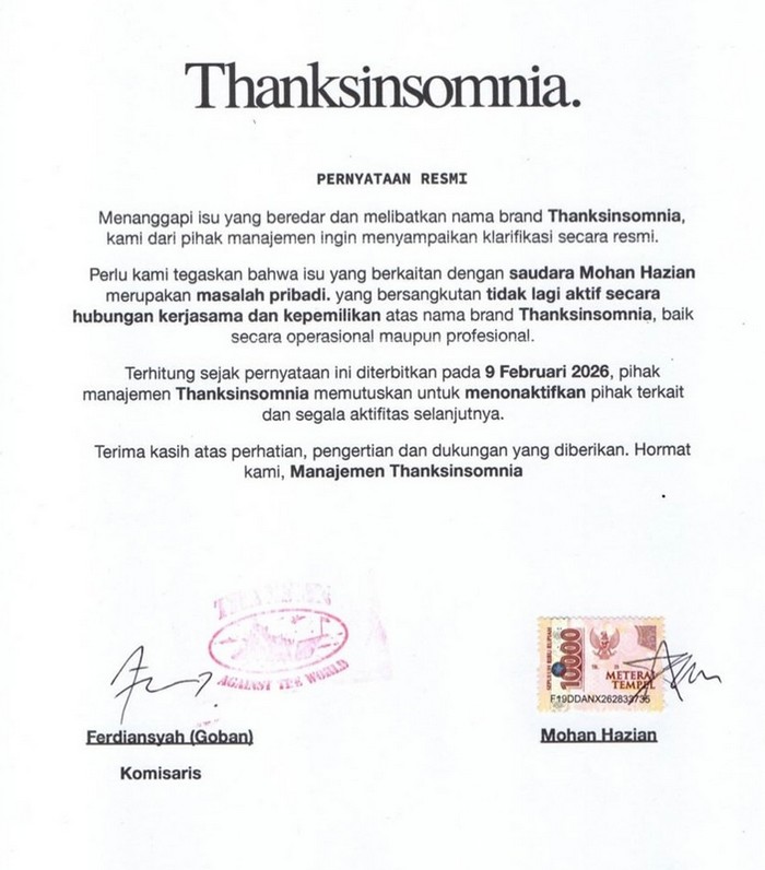 Mohan Hazian Didepak dari Thanksinsomnia