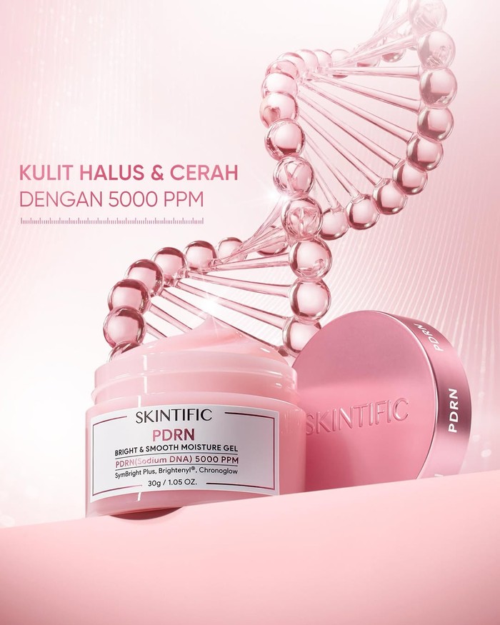 SKINTIFIC PDRN Bright & Smooth Moisture Gel untuk kulit wajah yang sehat, cerah, dan glowing