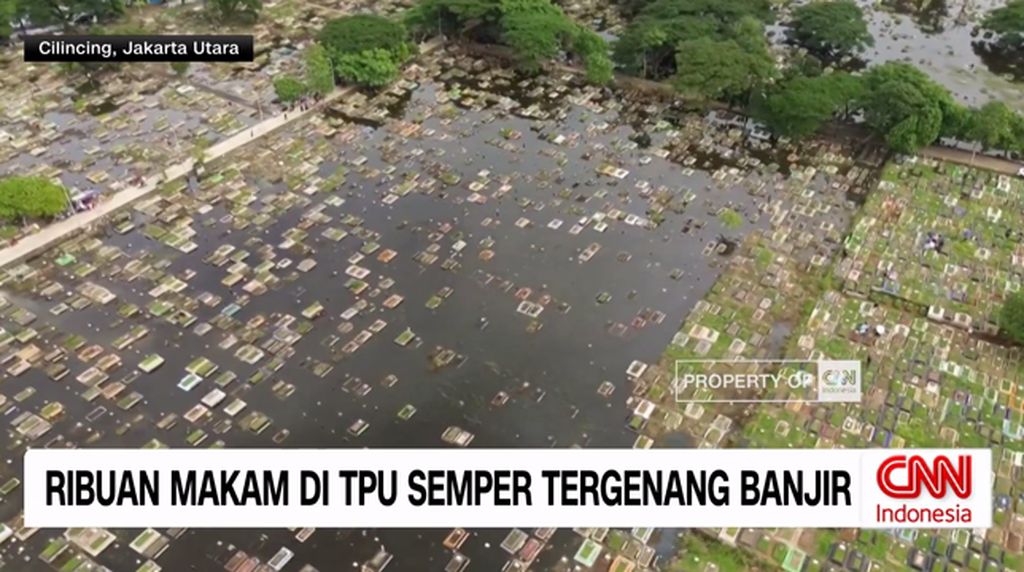 VIDEO: Ribuan Makam di Cilincing Tergenang Banjir