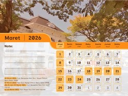 Kalender Maret 2026 Lengkap dengan Tanggal Merah dan Cuti Bersama