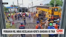 VIDEO: Perbaikan Rel Imbas Kecelakaan Kereta Bandara vs Truk