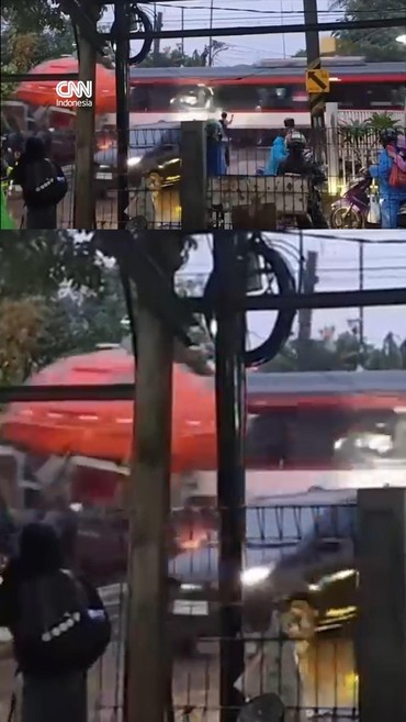 Detik-detik KA Bandara Tabrak Truk di Perlintasan Rel Poris Tangerang
