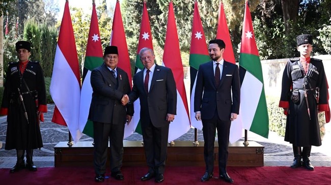 Presiden RI Prabowo Subianto, bertemu Raja Kerajaan Yordania Hasyimiah, Raja Abdullah II ibn Al Hussein di Istana Basman, Amman, Yordania pada Rabu (25/2).