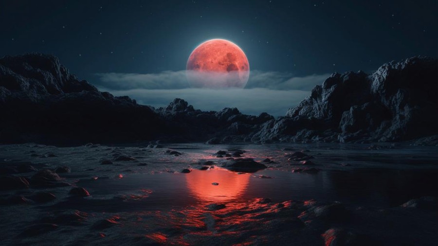 Ilustrasi gerhana bulan&comma; blood moon&comma; bloody moon