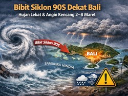 Bibit Siklon 90S Dekati Bali, Waspada Hujan dan Angin Kencang Mulai 2-8 Maret