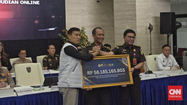 Bareskrim Polri menyerahkan uang sitaan sebesar Rp58 miliar ke negara hasil Tindak Pidana Pencucian Uang (TPPU) dari judi online.