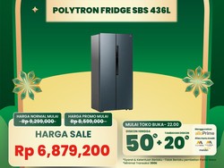 Ada Diskon Gede Kulkas Side by Side Polytron di Transmart Full Day Sale