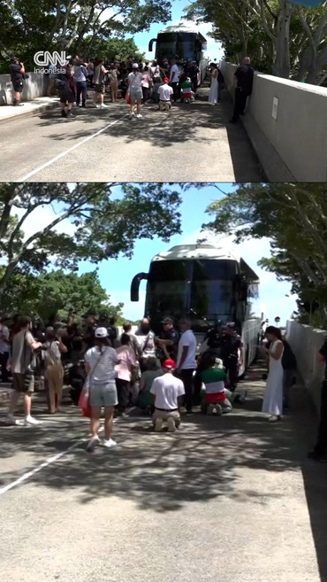 Aksi Demonstran Cegat Bus Timnas Putri Iran di Australia