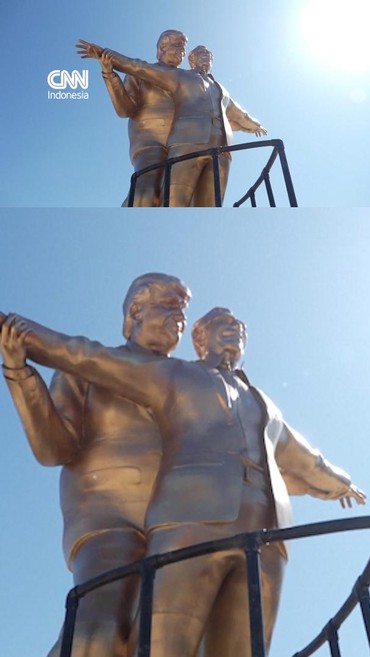 Patung Trump dan Epstein di Washington Tiru Pose Ikonis Titanic