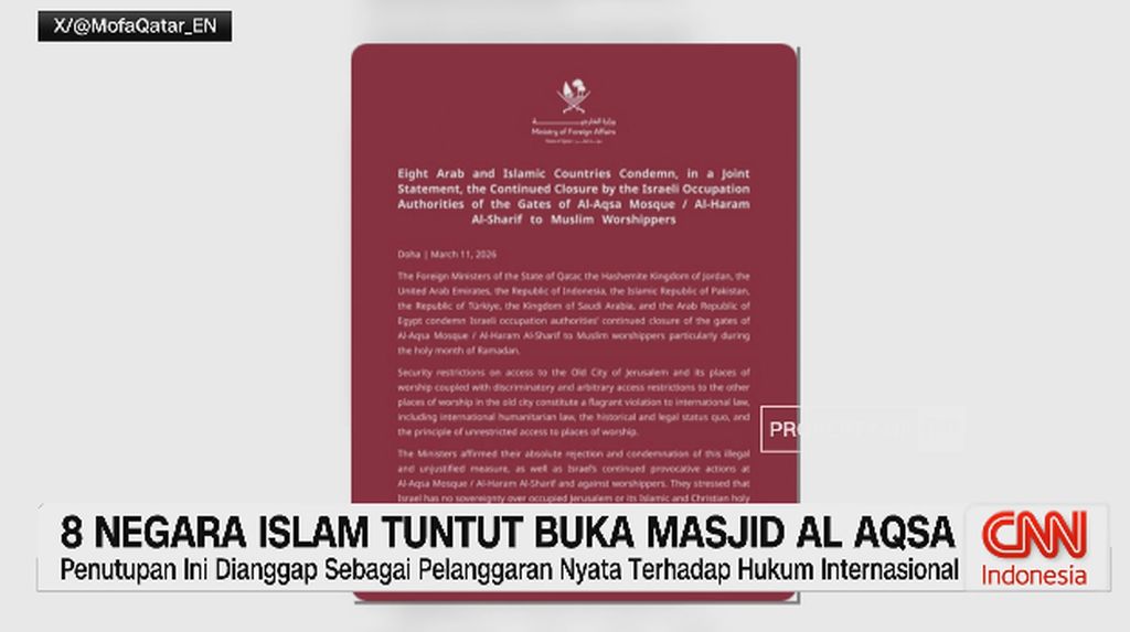 VIDEO: 8 Negara Islam Tuntut Buka Masjid Al-Aqsa