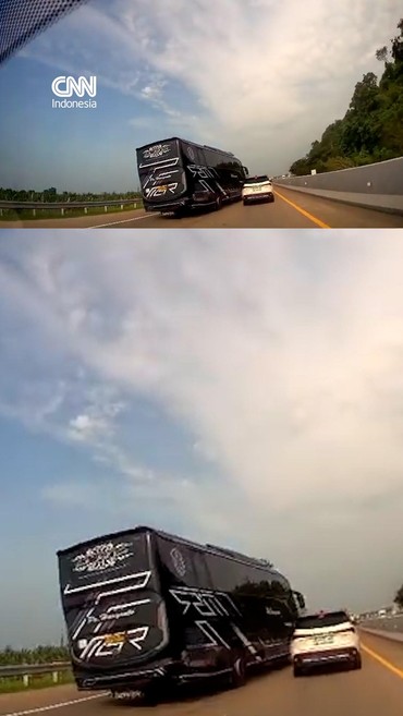 Detik-detik Bus Tabrak 5 Mobil di Tol Batang