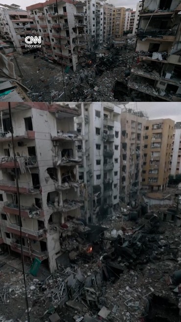 Porak-poranda Selatan Beirut usai Dibombardir Israel Semalaman